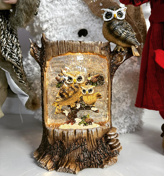 Woodland Owl Glitter Globe