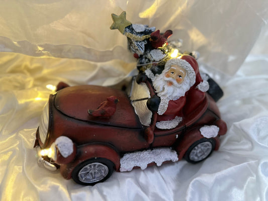 Santa in Car with Tree