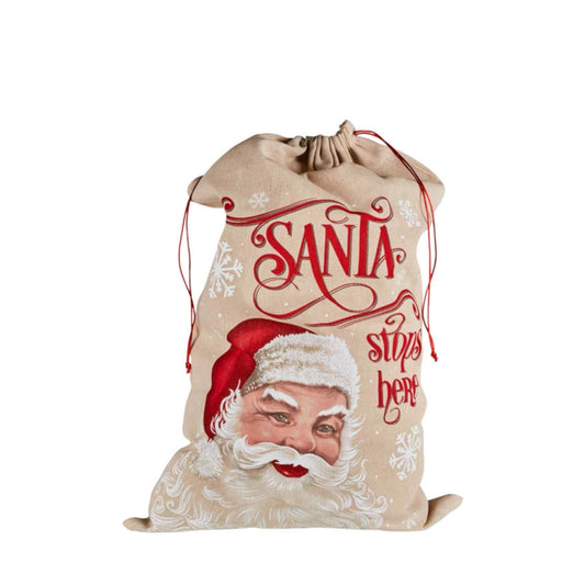 Santa Sack - Hessian "Santa stops here"