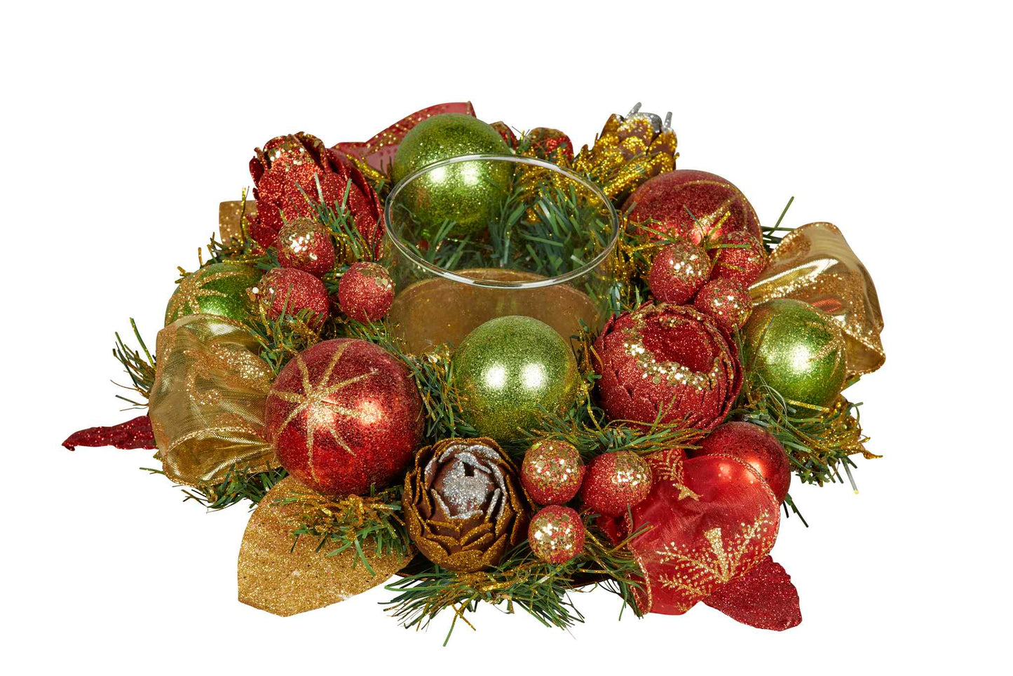 Christmas Hurricane Glass Centrepiece- Classical Elegance