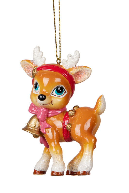 Christmas Tree Decoration- Cute Reindeer with Bell