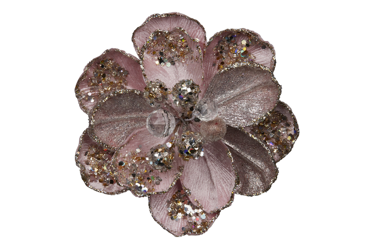 Christmas Flower- 14cm Soft Pink Magnolia Clip on