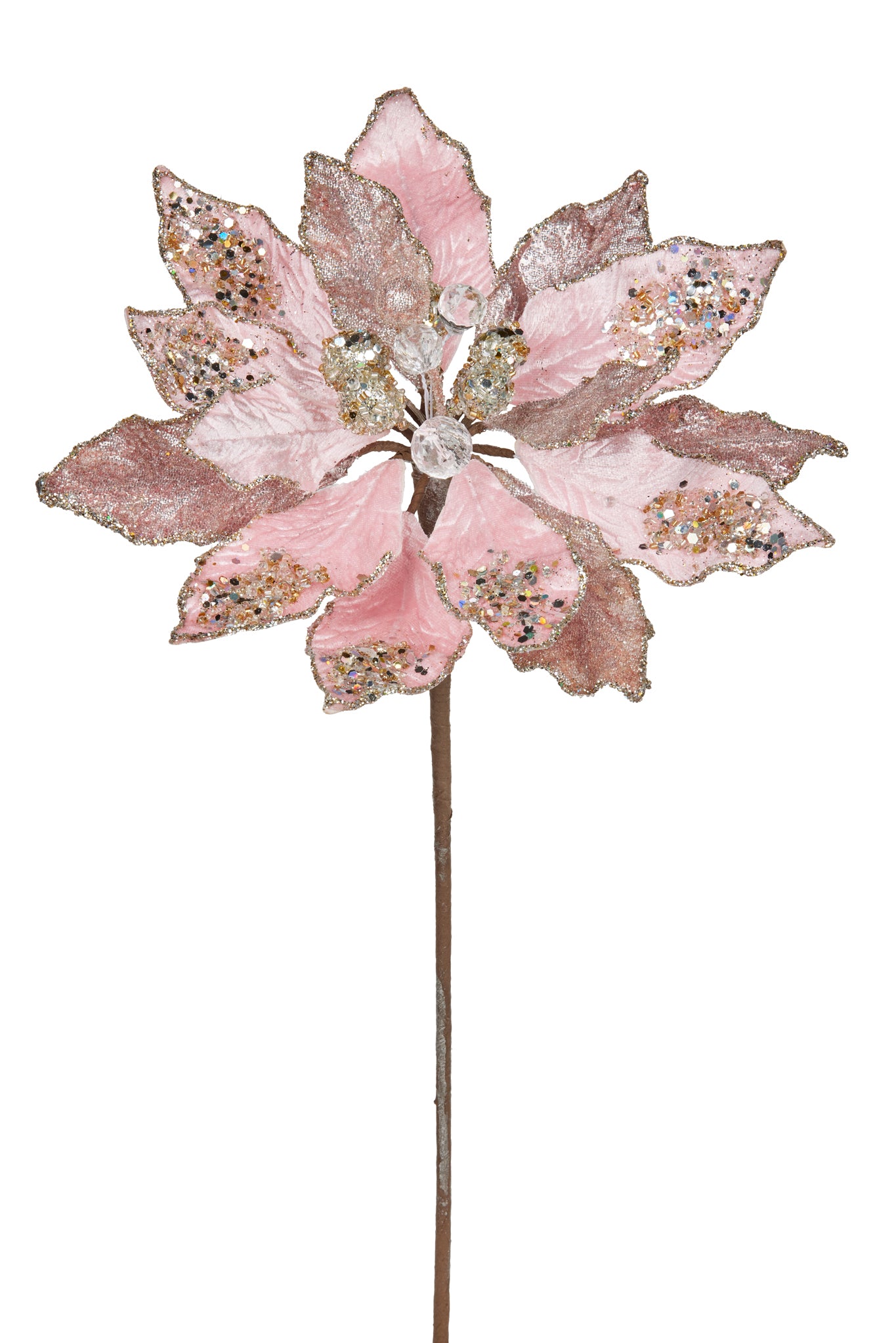 Christmas Flower- 25cm Soft Pink Poinsettia on 46cm Stem