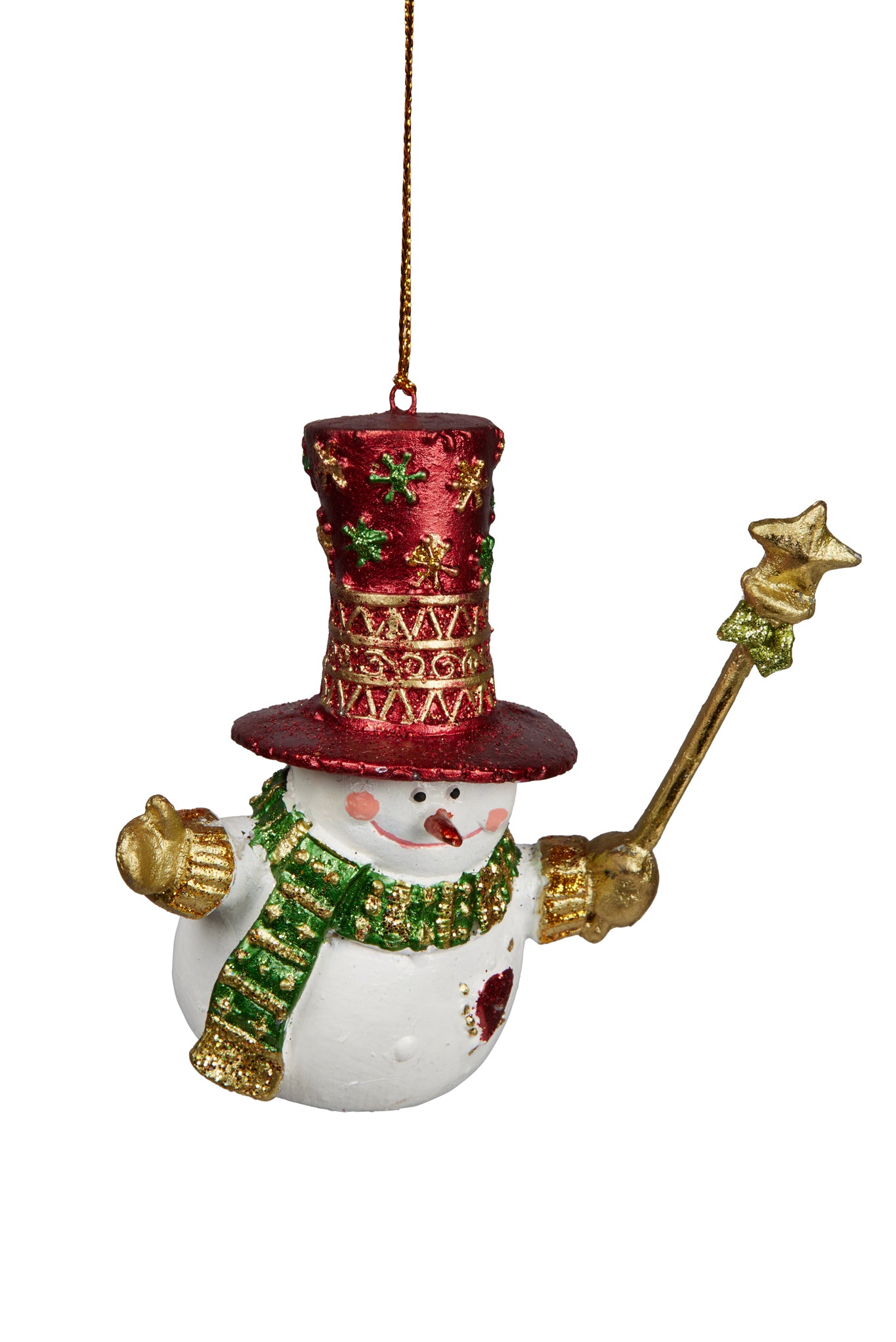 Christmas Tree Decoration- Snowman with Red Hat, Hand Sculpted