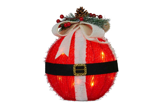 Santa Belly Christmas Ball with Lights, 25cm