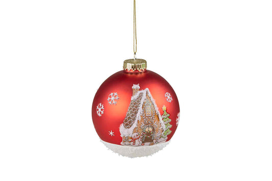 Christmas Bauble- Glass with Gingerbread House