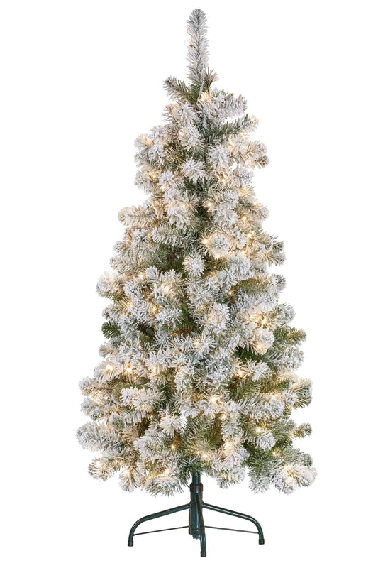 4.5ft Slim Snowy Christmas Tree with Lights